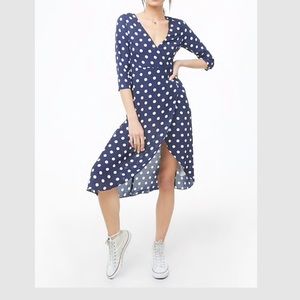 Chiffon polka dot high low dress